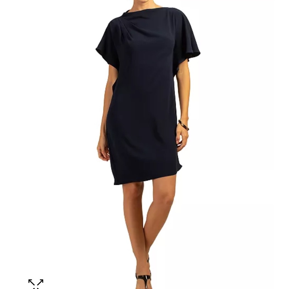 Trina Turk Promising Asymmetric Sheath Dress M - Navy